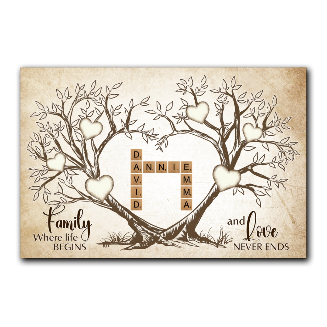 Love Never Ends Crossword Canvas Personalized Gifts For Family