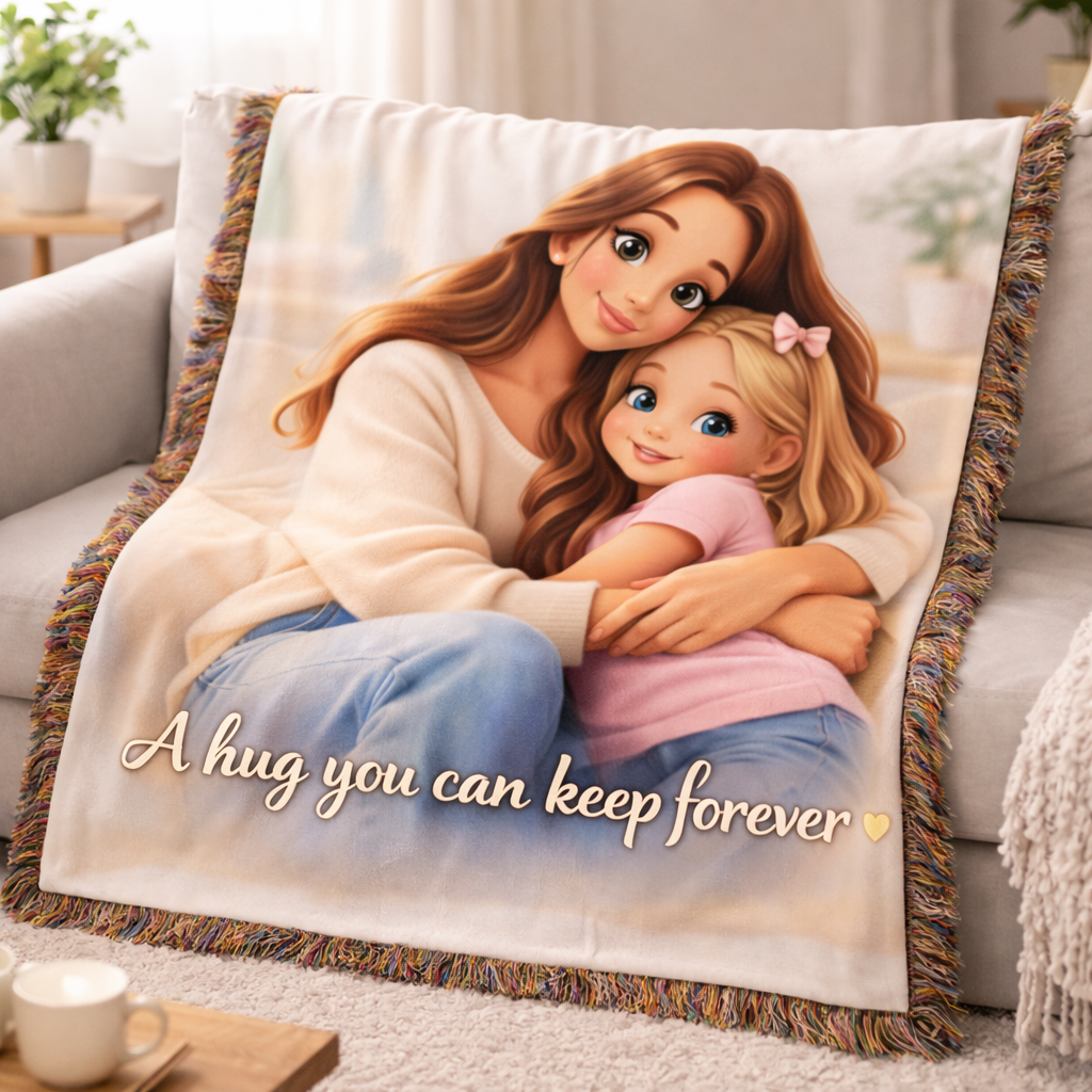 Turn Your Photo into Cartoon Style Blanket, Personalized Gift For Women