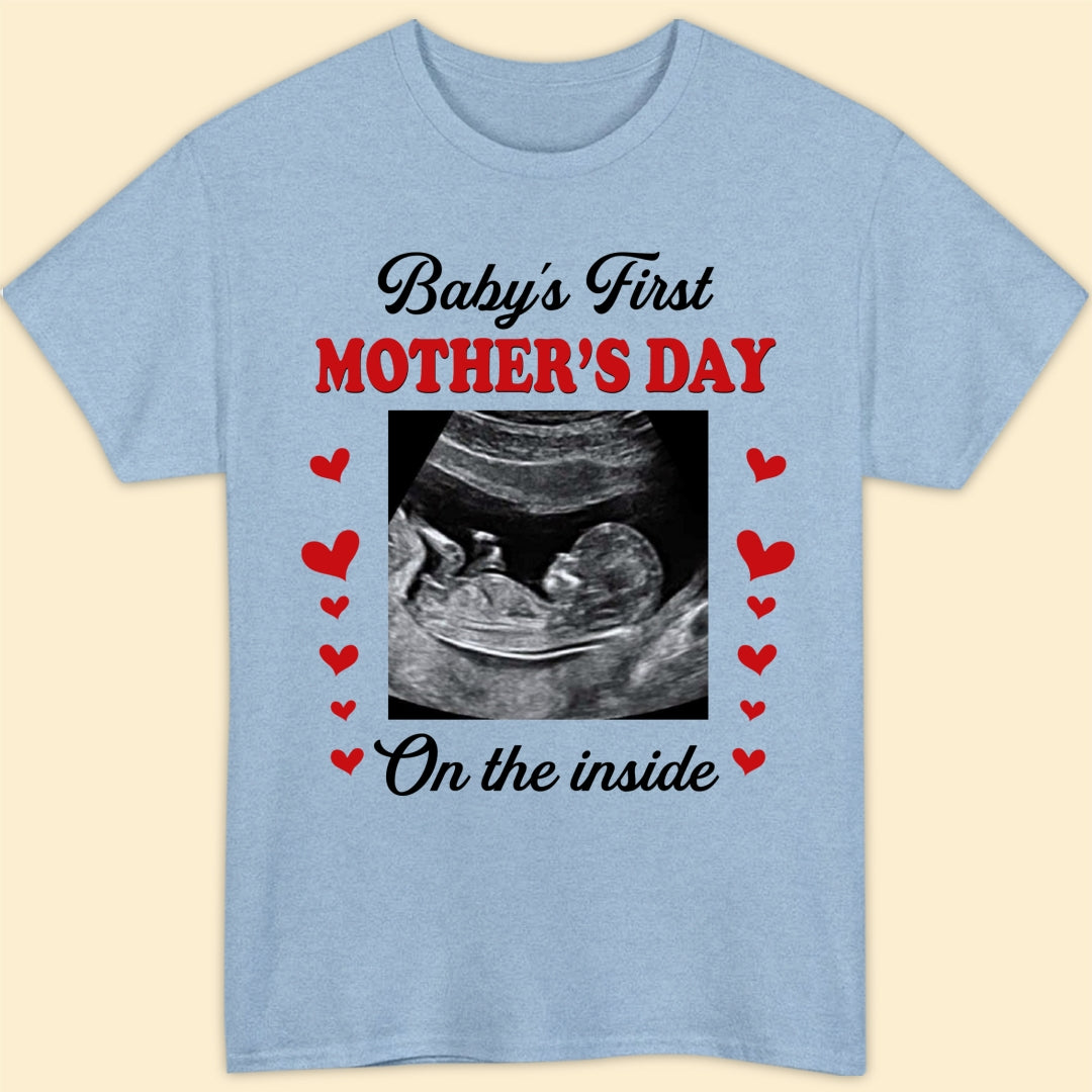 Personalized 1st Mother's Day On The Inside Bump T-shirt