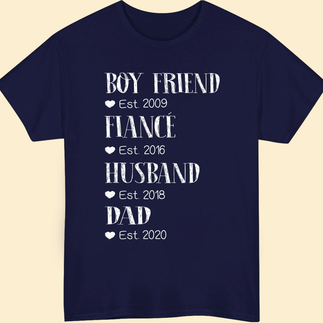 Personalized Gift For New Dad Est Dark T Shirt For First-time Dad
