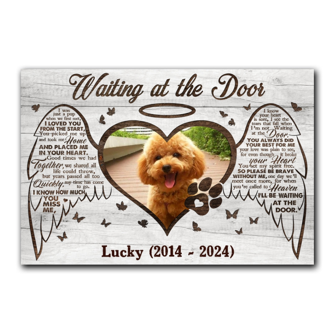 Dog Waiting At The Door Gift Pet Memorial Personalized Canvas