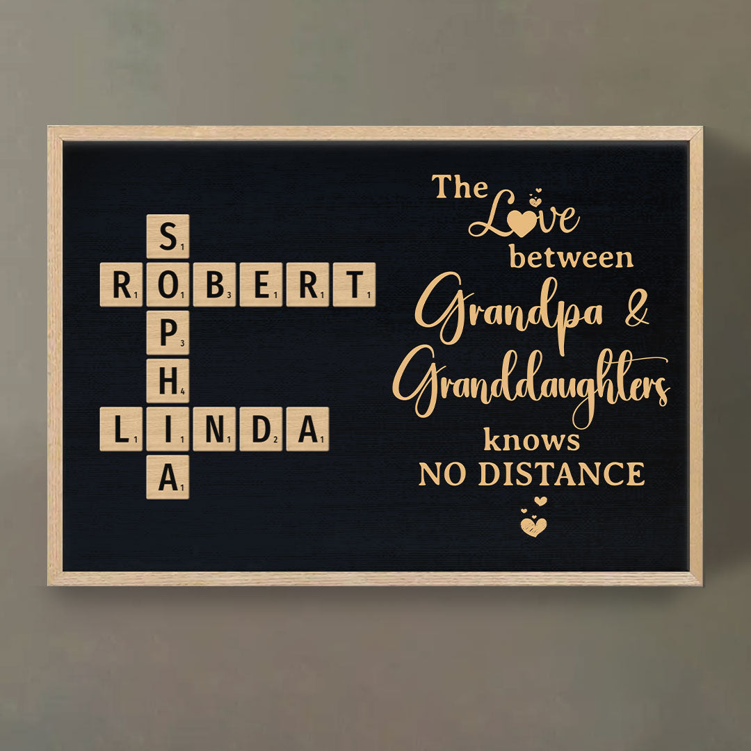 Grandpa & Granddaughter No Distance Crossword Puzzle Personalized Poster For Grandpa For Granddaughter