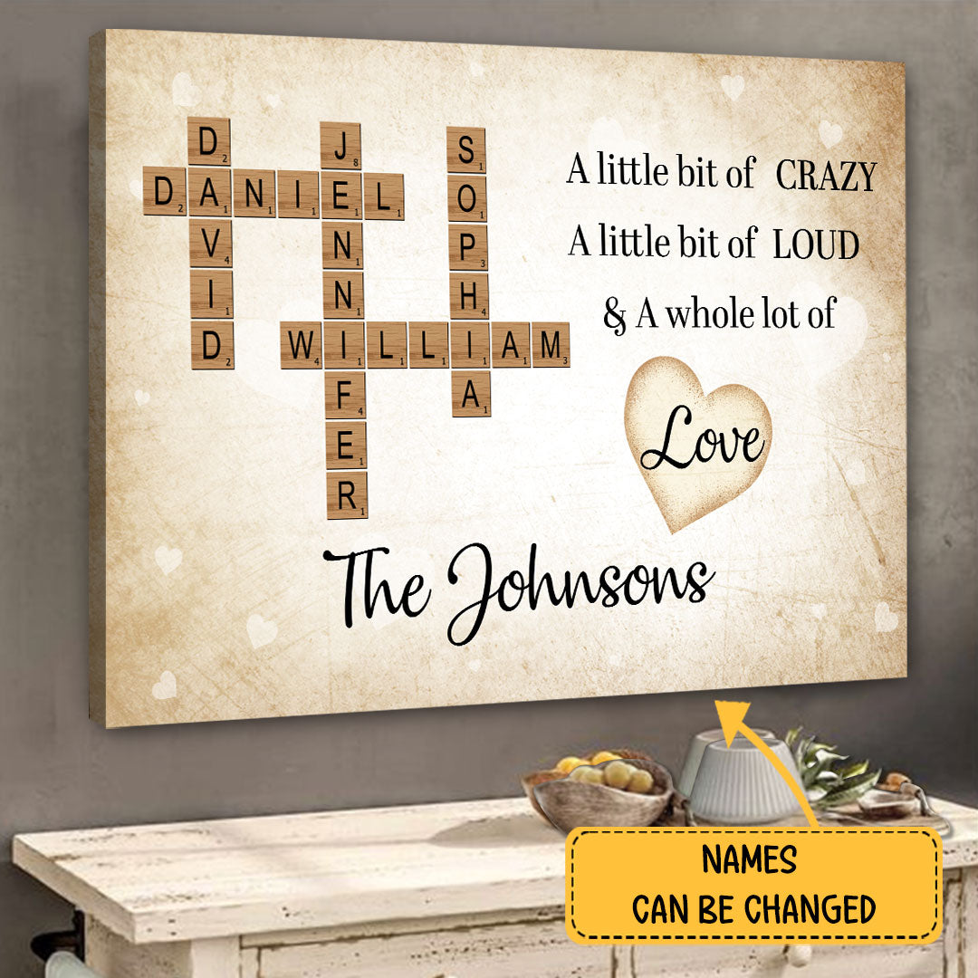 A Lot Of Love Crossword Puzzle Canvas Personalized Gifts For Family