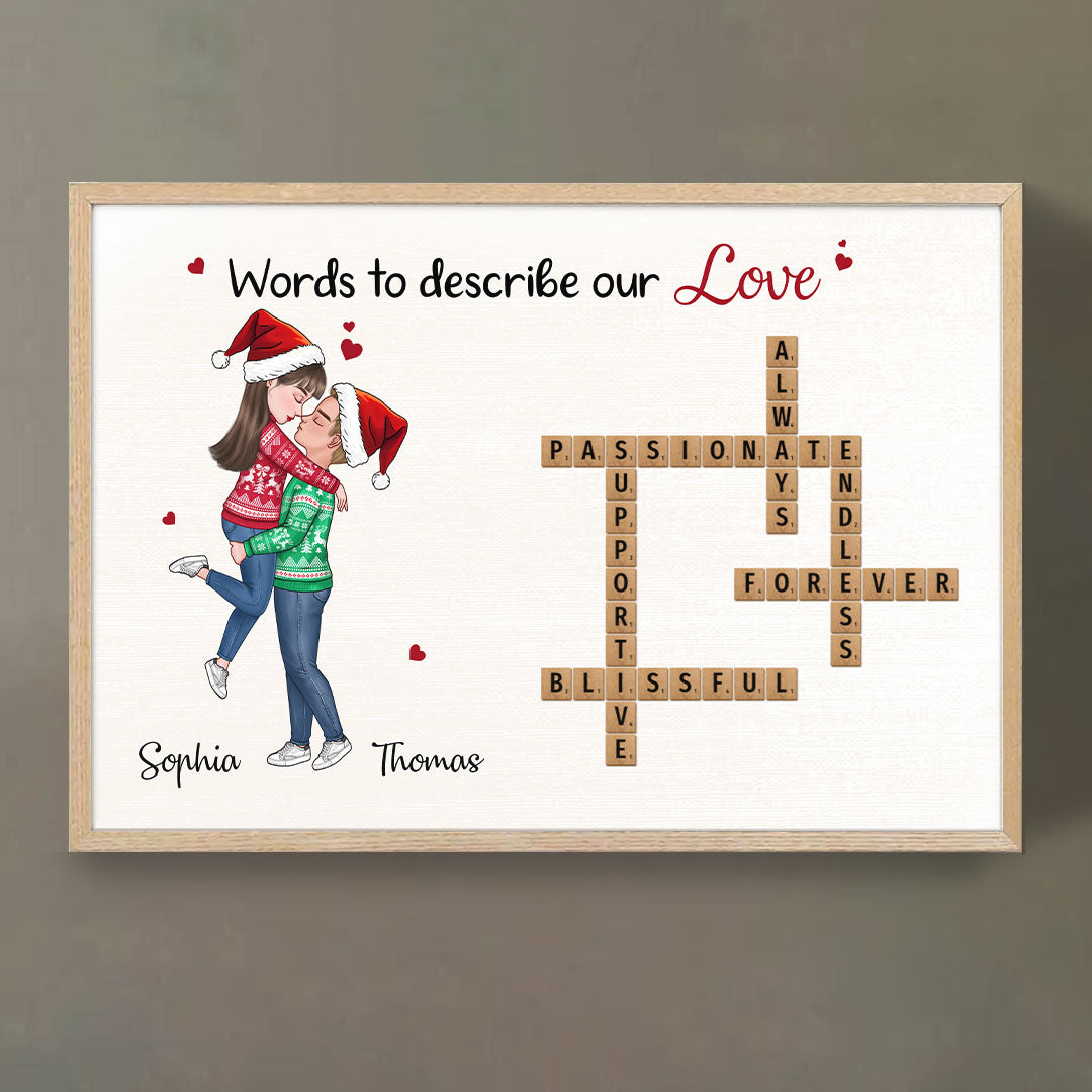 Words To Describe Our Love Crossword Puzzle Personalized Poster For Couple