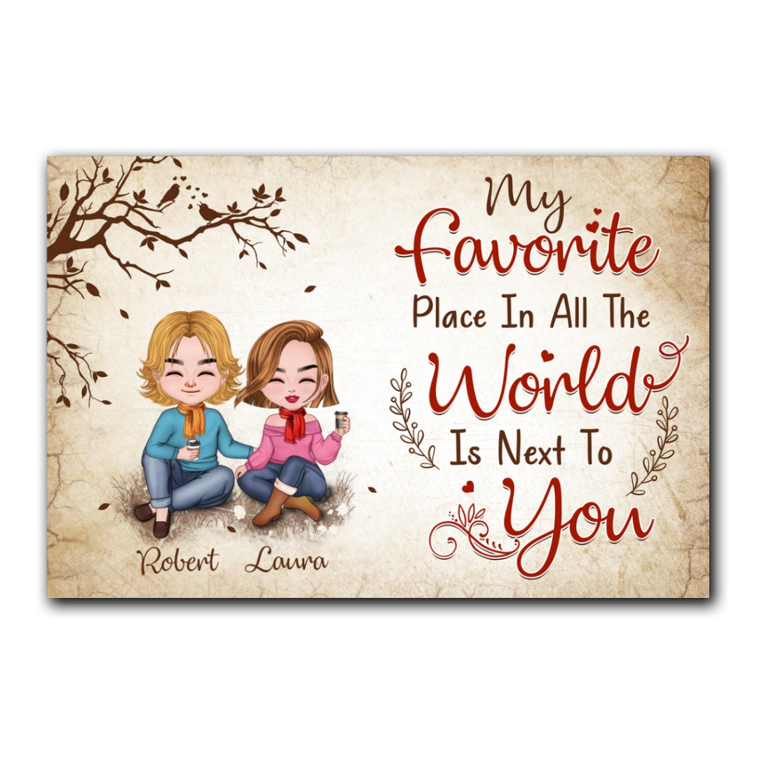 Favorite Place In The World Couple Sitting Personalized Canvas For Couple
