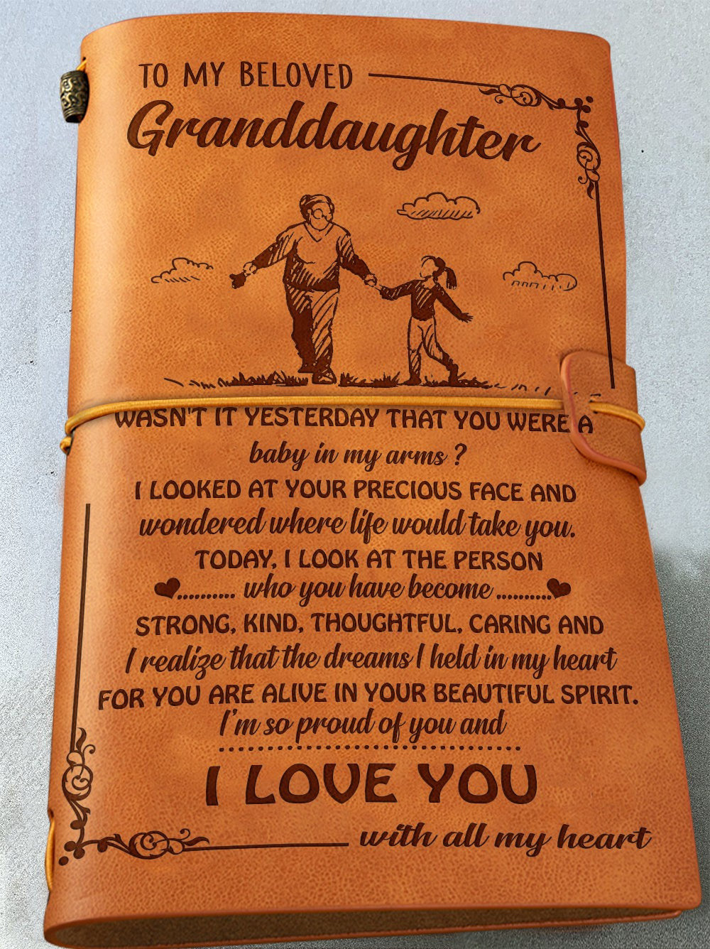 To My Beloved Granddaughter Leather Journal Notebook Gift For Granddaughter