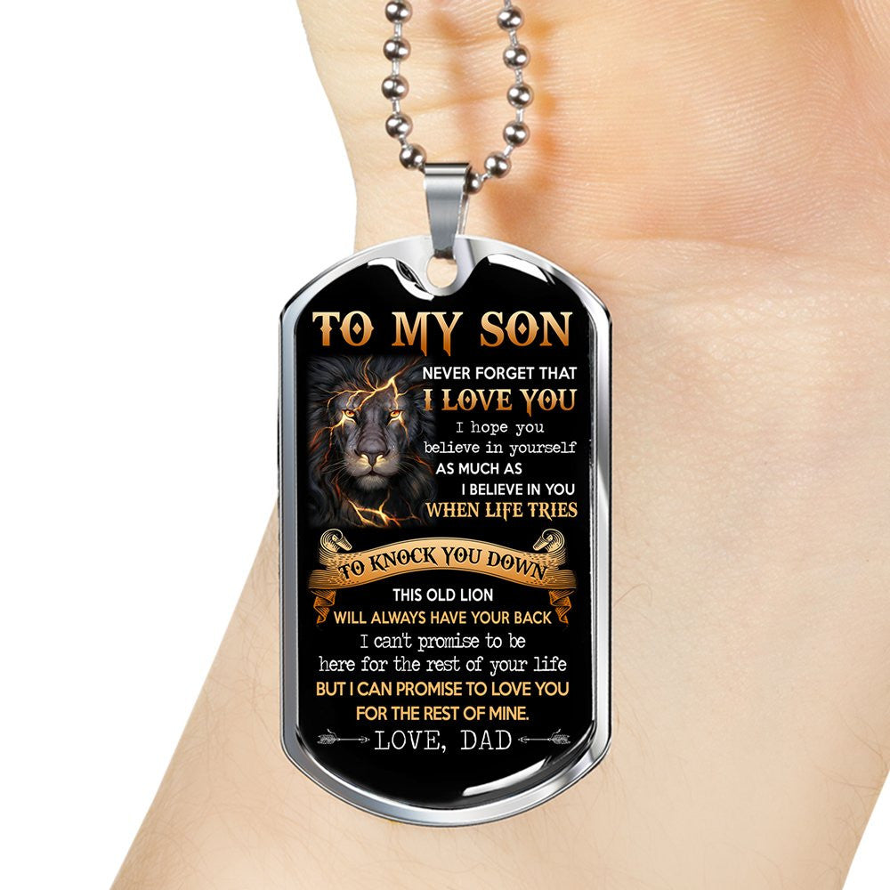 To My Son Lion Dog Tag Necklaces Gift For Son From Dad