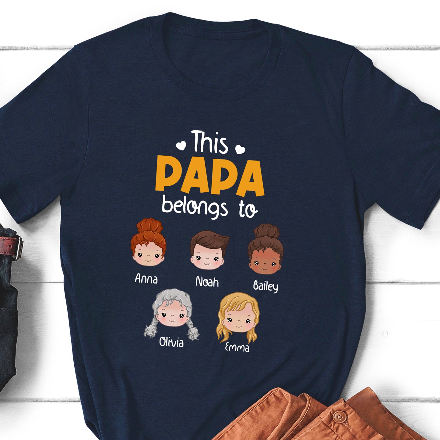 This Awesome Papa Belongs To Kids T-Shirts Personalized Gift For Grandpa