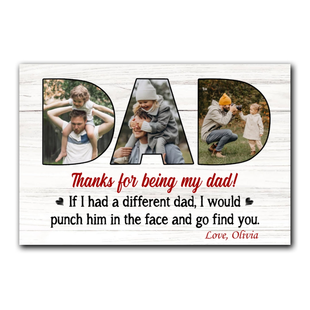 Thanks For Being My Dad Gift From Children Personalized Canvas