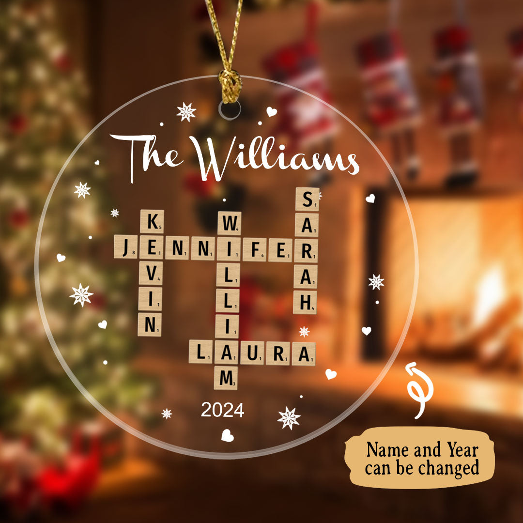 Family Names Crossword Puzzle Personalized Ornament For Family
