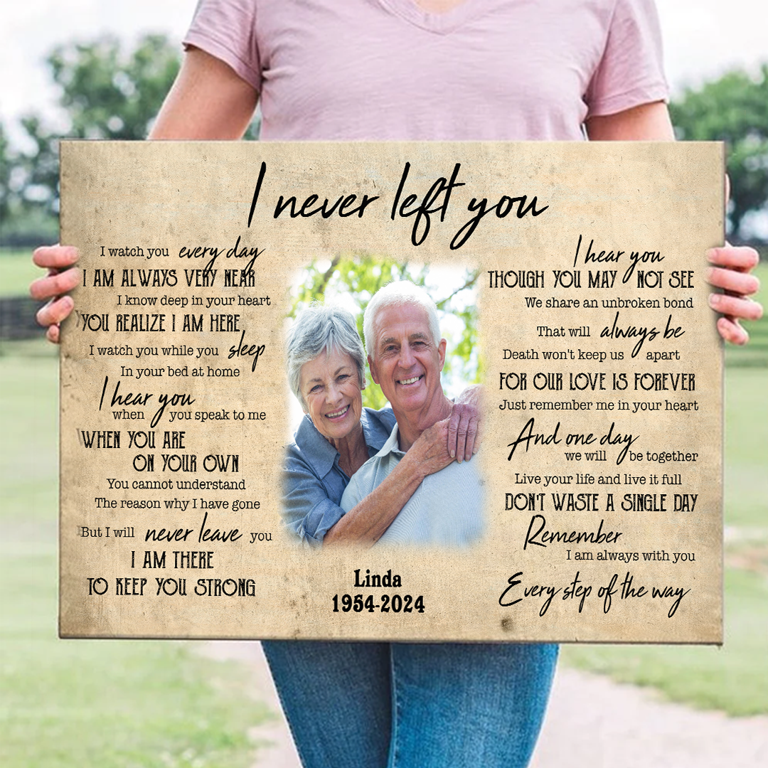Never Left You Canvas Personalized Memorial Gift For Loss Of Dad Mom