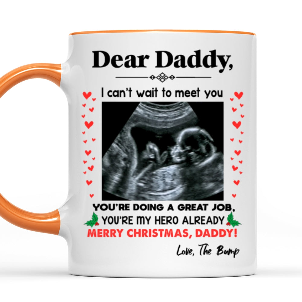 You're My Hero Christmas Accent Mug Personalized Gift For Expecting Dad