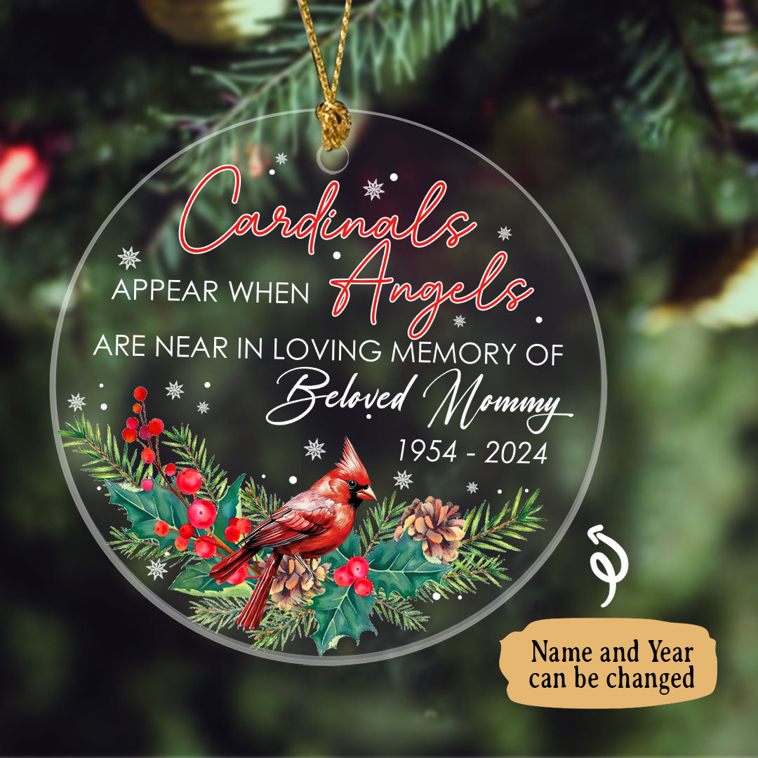 Personalized Cardinals Appear Family Memorial Gift Christmas Ornament
