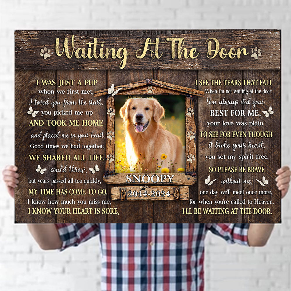 Dog Memorial Pet I'll Be Waiting At The Door Personalized Canvas