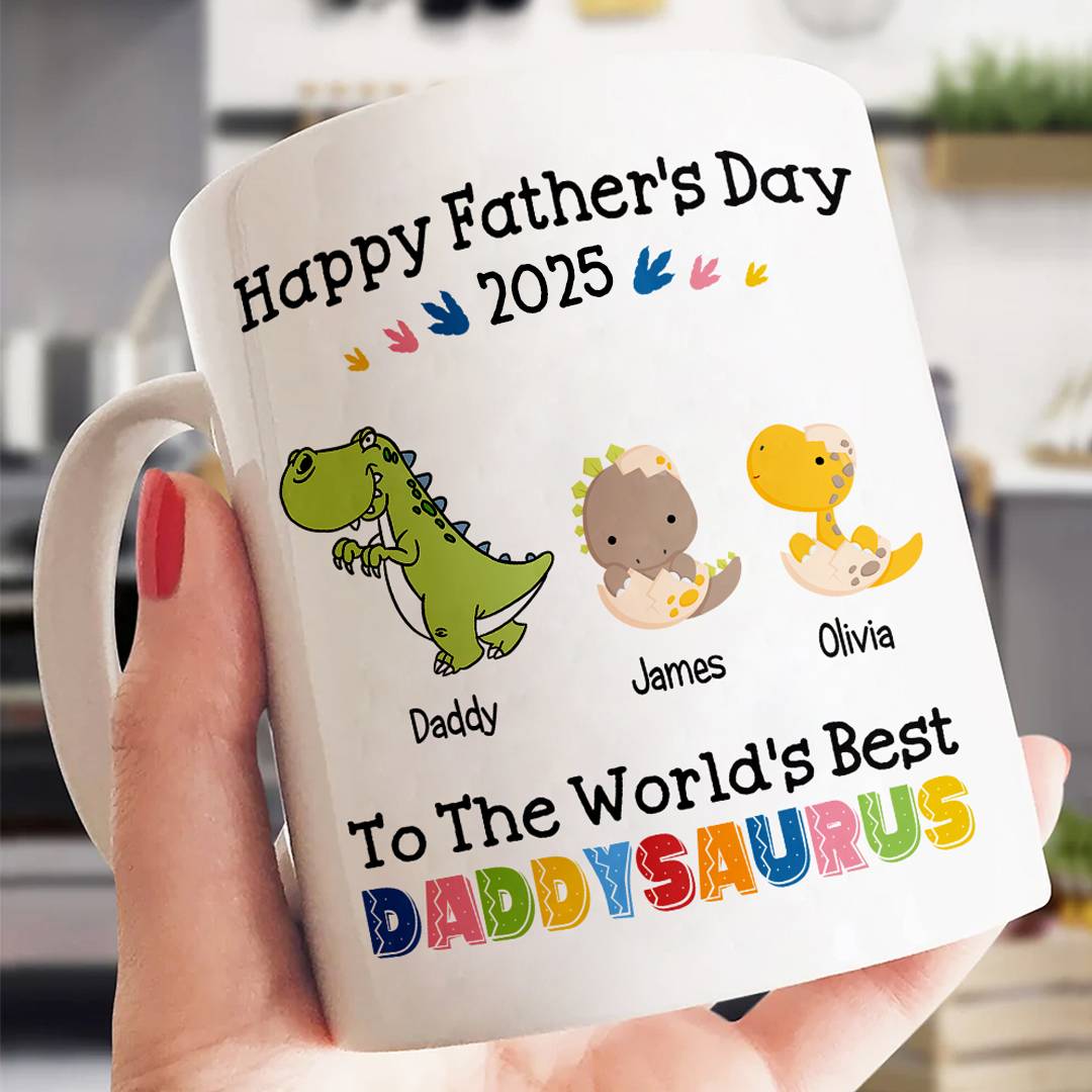 World's Best Daddysaurus Mug Personalized Father's Day Gift For Dad