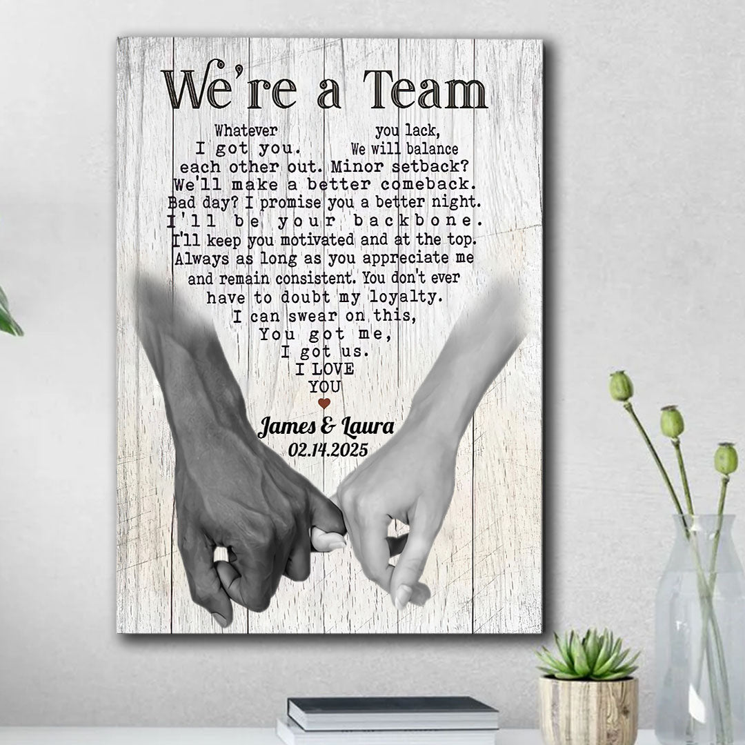 Personalized Pinky Swear We're Team 2 Canvas Anniversary Couple Gift