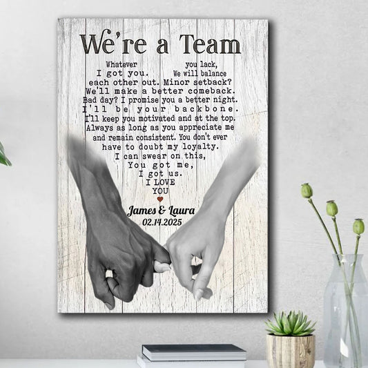 Personalized Pinky Swear We're Team 2 Canvas Anniversary Couple Gift