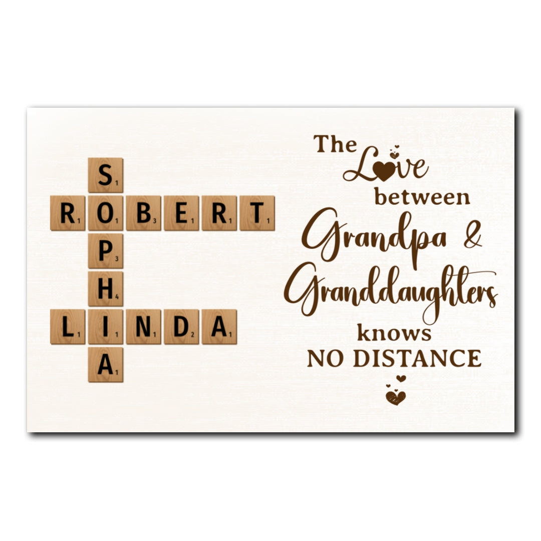 Grandpa & Granddaughter No Distance Crossword Puzzle Personalized Poster For Grandpa For Granddaughter