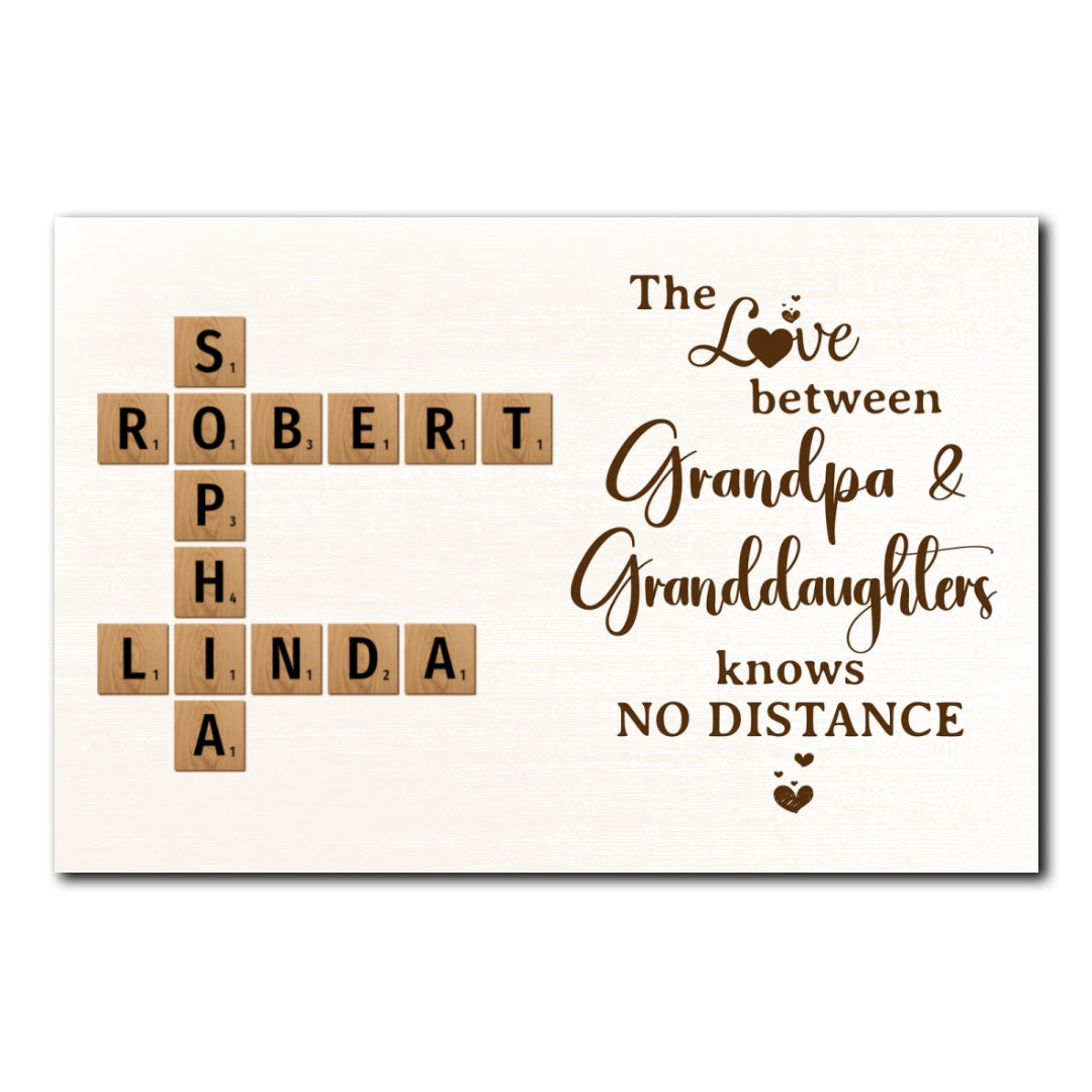 Grandpa &amp; Granddaughter No Distance Crossword Puzzle Personalized Poster For Grandpa For Granddaughter