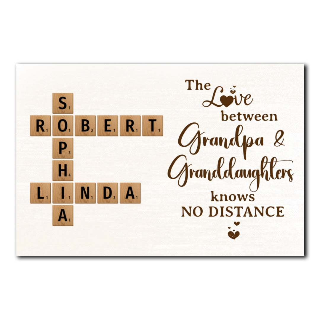 Grandpa & Granddaughter No Distance Crossword Puzzle Personalized Poster For Grandpa For Granddaughter