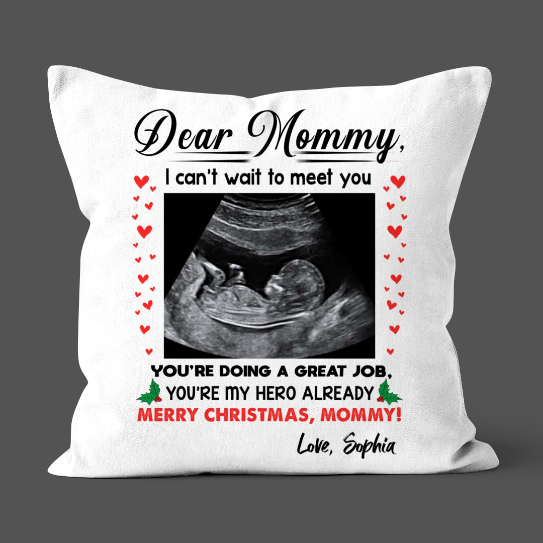 You're My Hero Christmas Throw Pillow Personalized Gift For Expecting Mom