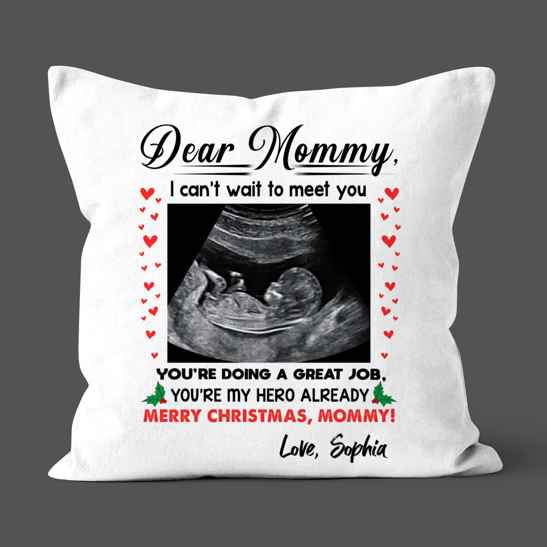 You're My Hero Christmas Throw Pillow Personalized Gift For Expecting Mom