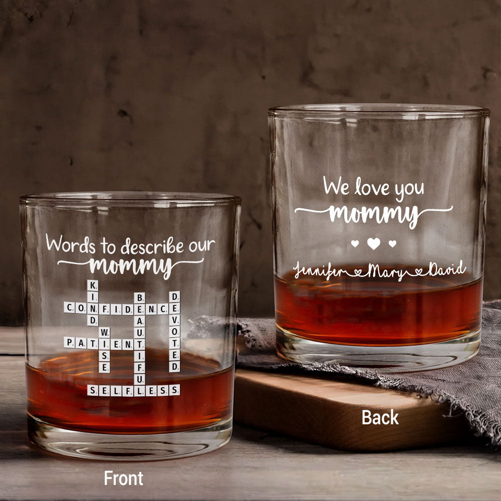 Words To Describe Mommy Crossword Whiskey Glass Personalized Gift For Mom