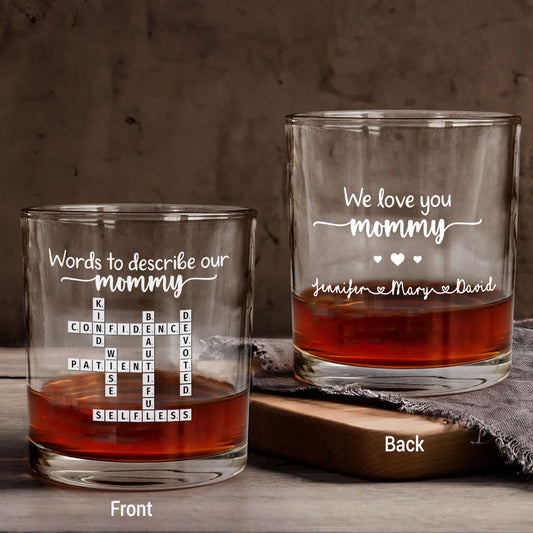 Words To Describe Mommy Crossword Whiskey Glass Personalized Gift For Mom