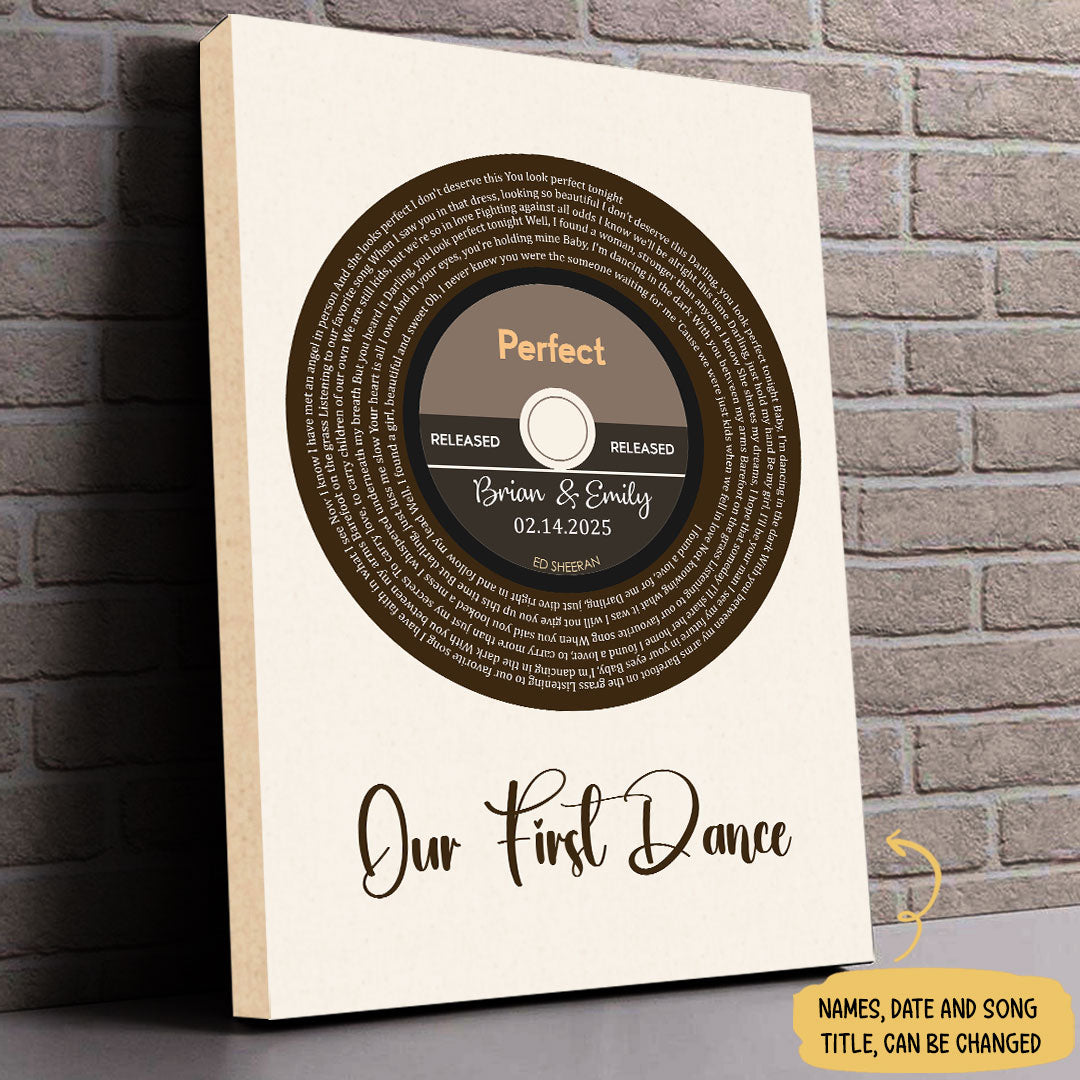 First Dance Vinyl Record Personalized Canvas Wedding Gifts For Couple