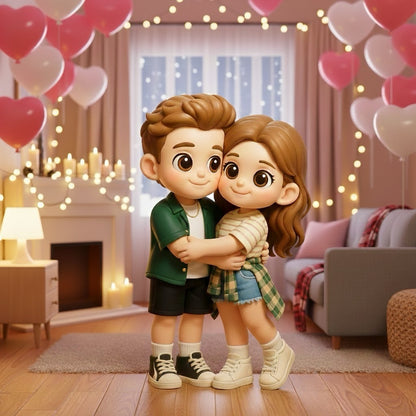 Custom Couple 3D Mini Figure with Photo - Personalized Gift For Couple