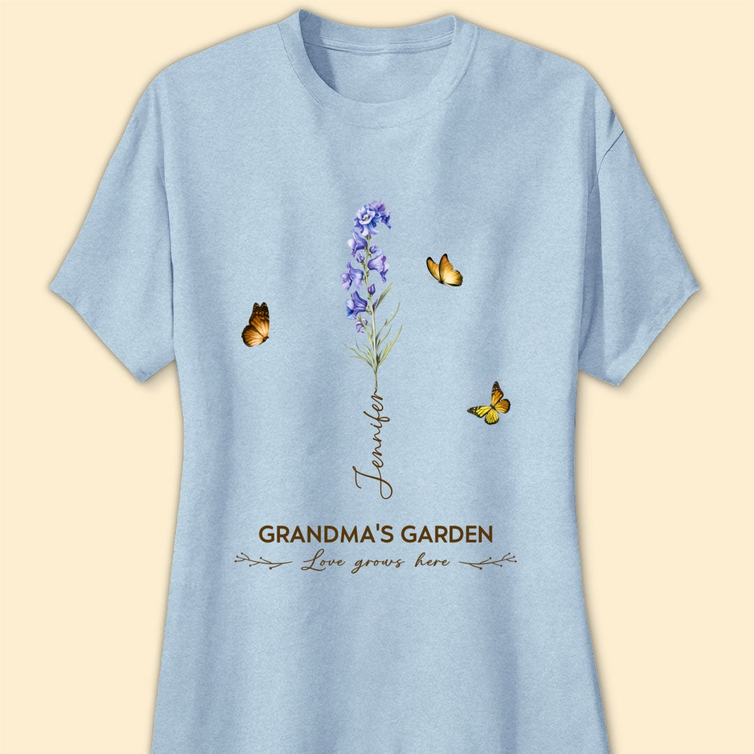 Grandma's Garden Birth Month Flower Personalized Shirt For Grandma