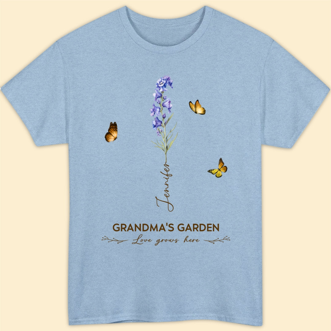 Grandma's Garden Birth Month Flower Personalized Shirt For Grandma