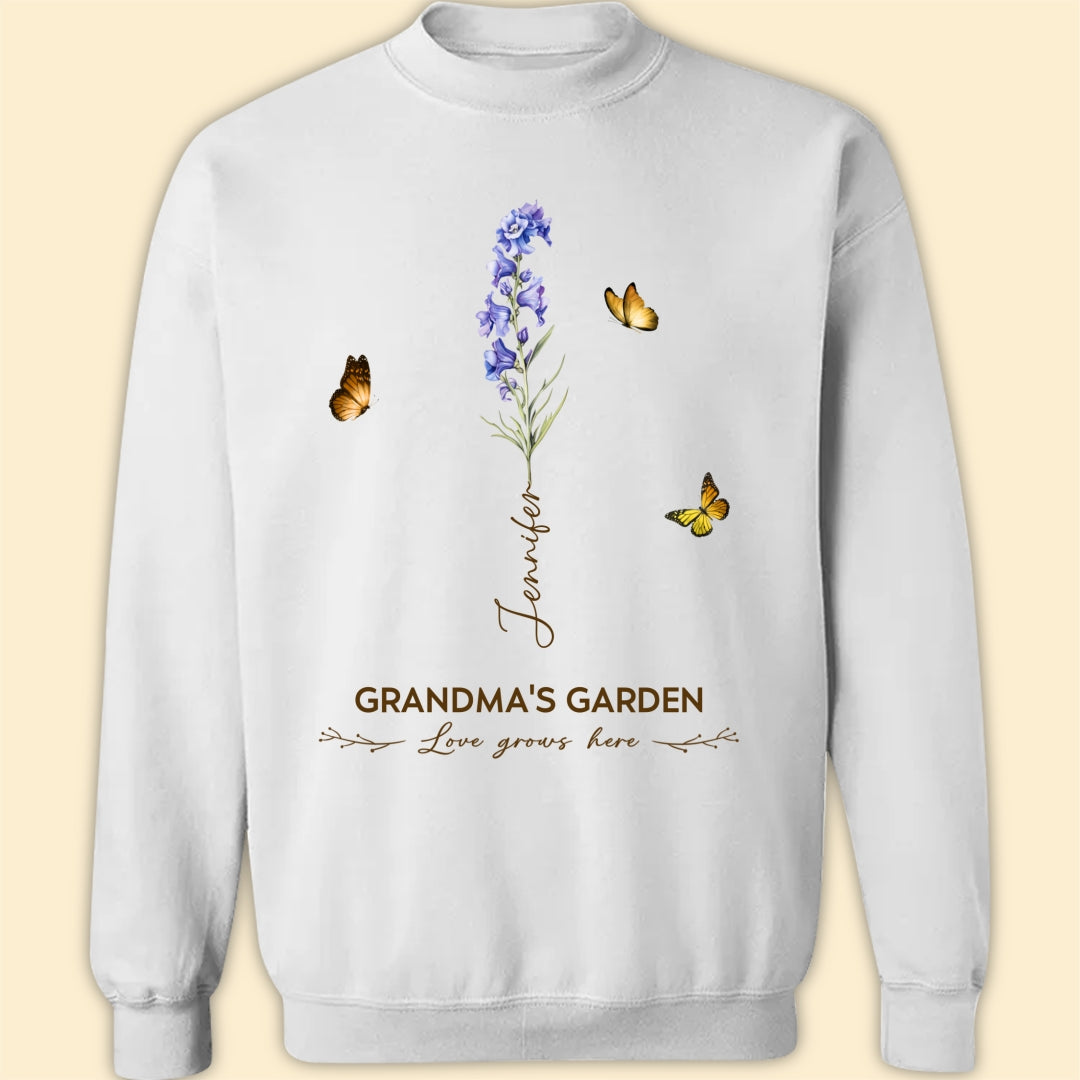 Grandma's Garden Birth Month Flower Personalized Shirt For Grandma