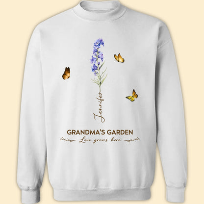 Grandma's Garden Birth Month Flower Personalized Shirt For Grandma