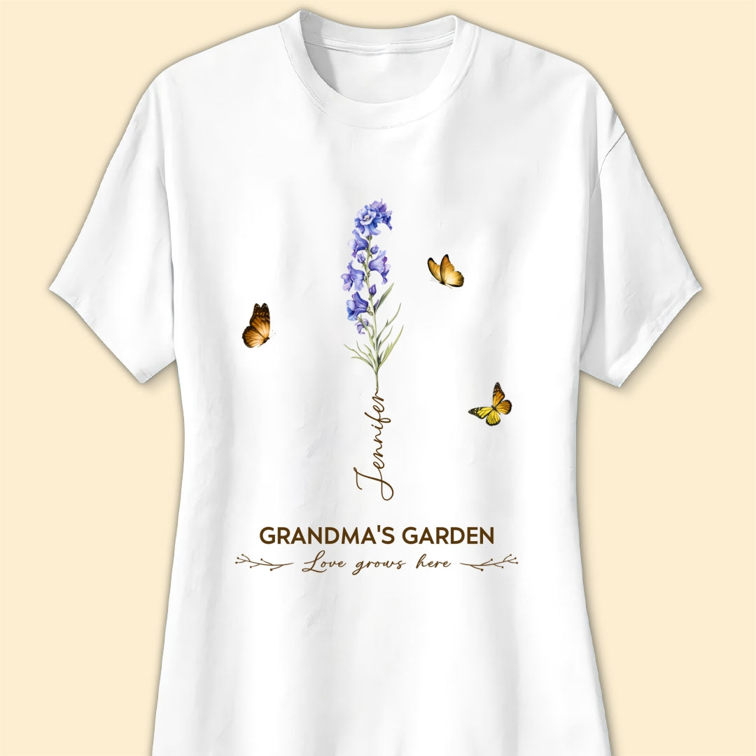 Grandma's Garden Birth Month Flower Personalized Shirt For Grandma