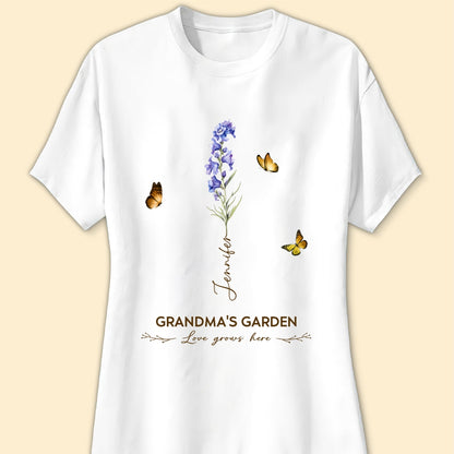 Grandma's Garden Birth Month Flower Personalized Shirt For Grandma