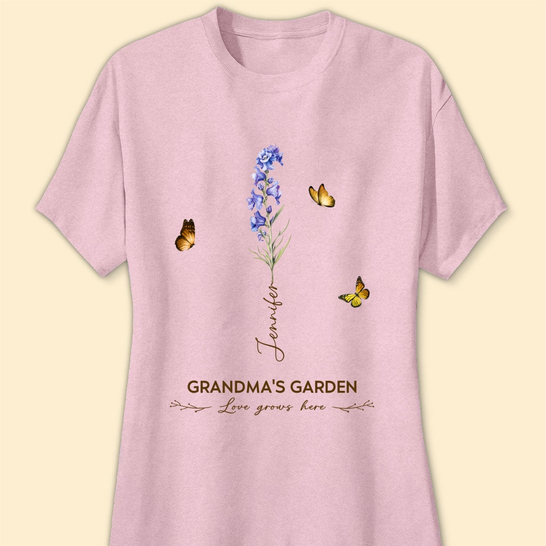Grandma's Garden Birth Month Flower Personalized Shirt For Grandma