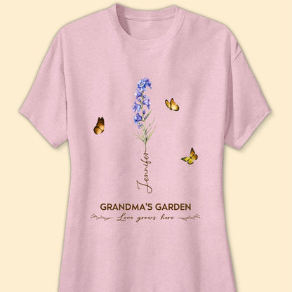Grandma's Garden Birth Month Flower Personalized Shirt For Grandma