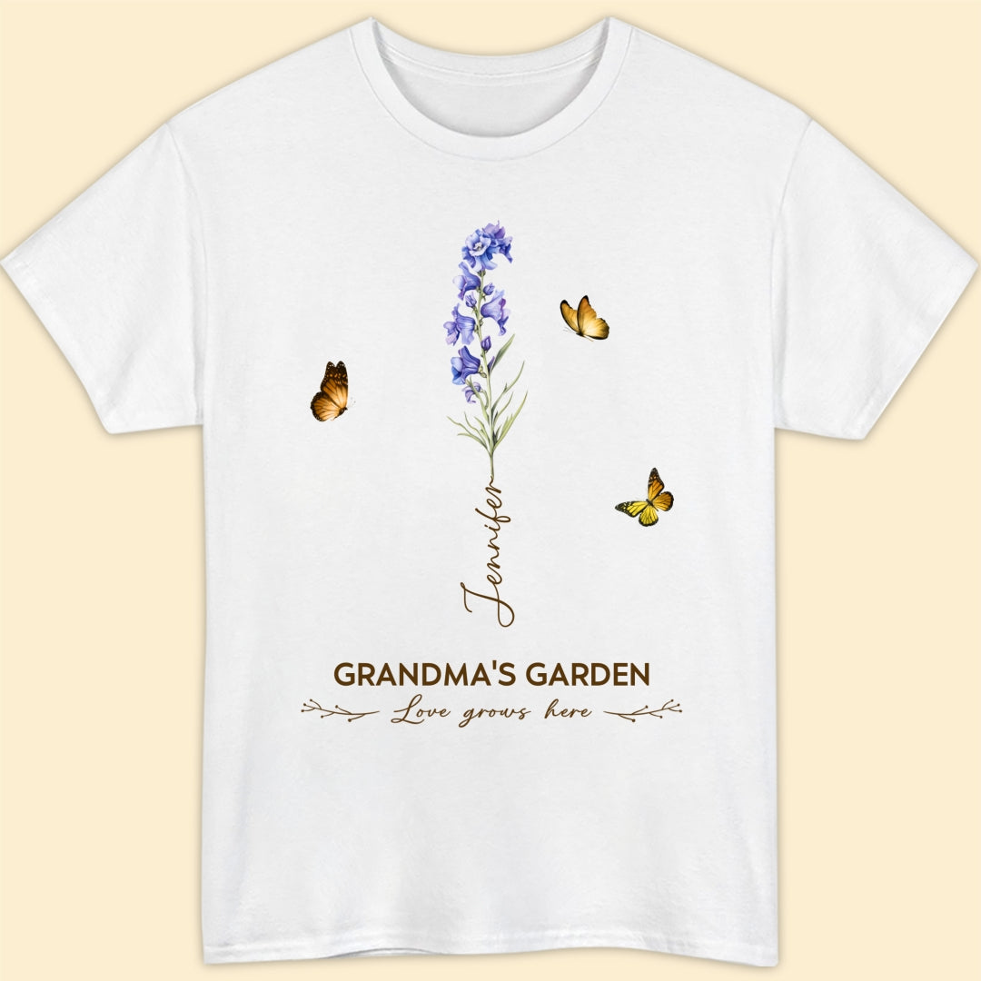 Grandma's Garden Birth Month Flower Personalized Shirt For Grandma