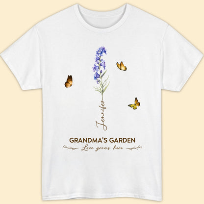 Grandma's Garden Birth Month Flower Personalized Shirt For Grandma