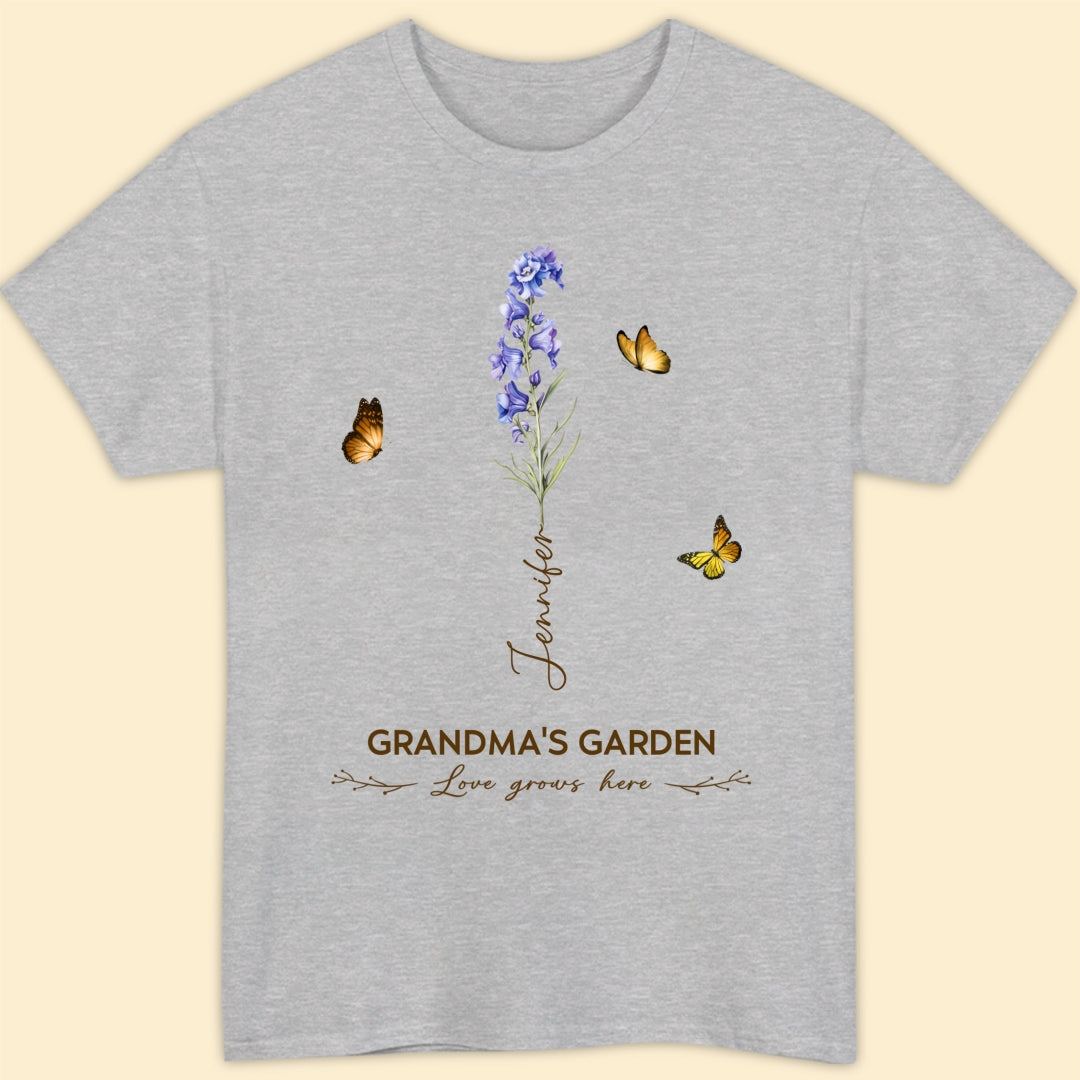 Grandma's Garden Birth Month Flower Personalized Shirt For Grandma