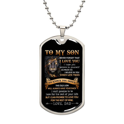 To My Son Lion Dog Tag Necklaces Gift For Son From Dad