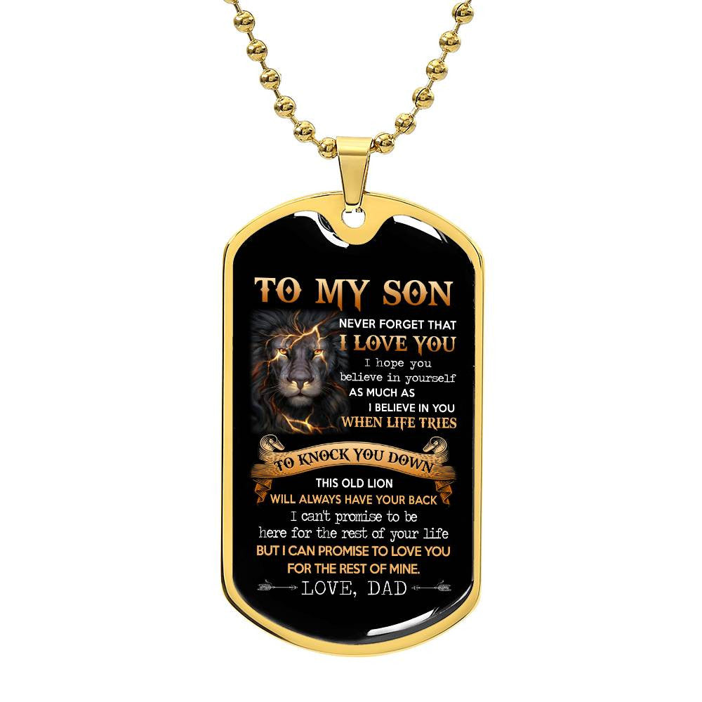 To My Son Lion Dog Tag Necklaces Gift For Son From Dad