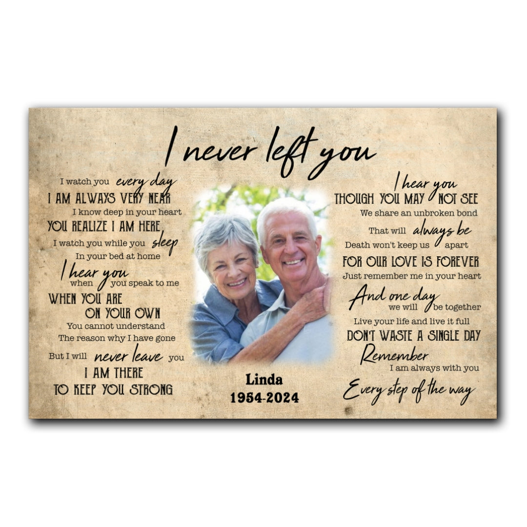 Never Left You Canvas Personalized Memorial Gift For Loss Of Dad Mom