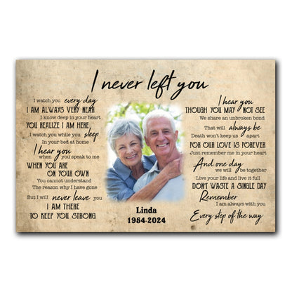 Never Left You Canvas Personalized Memorial Gift For Loss Of Dad Mom