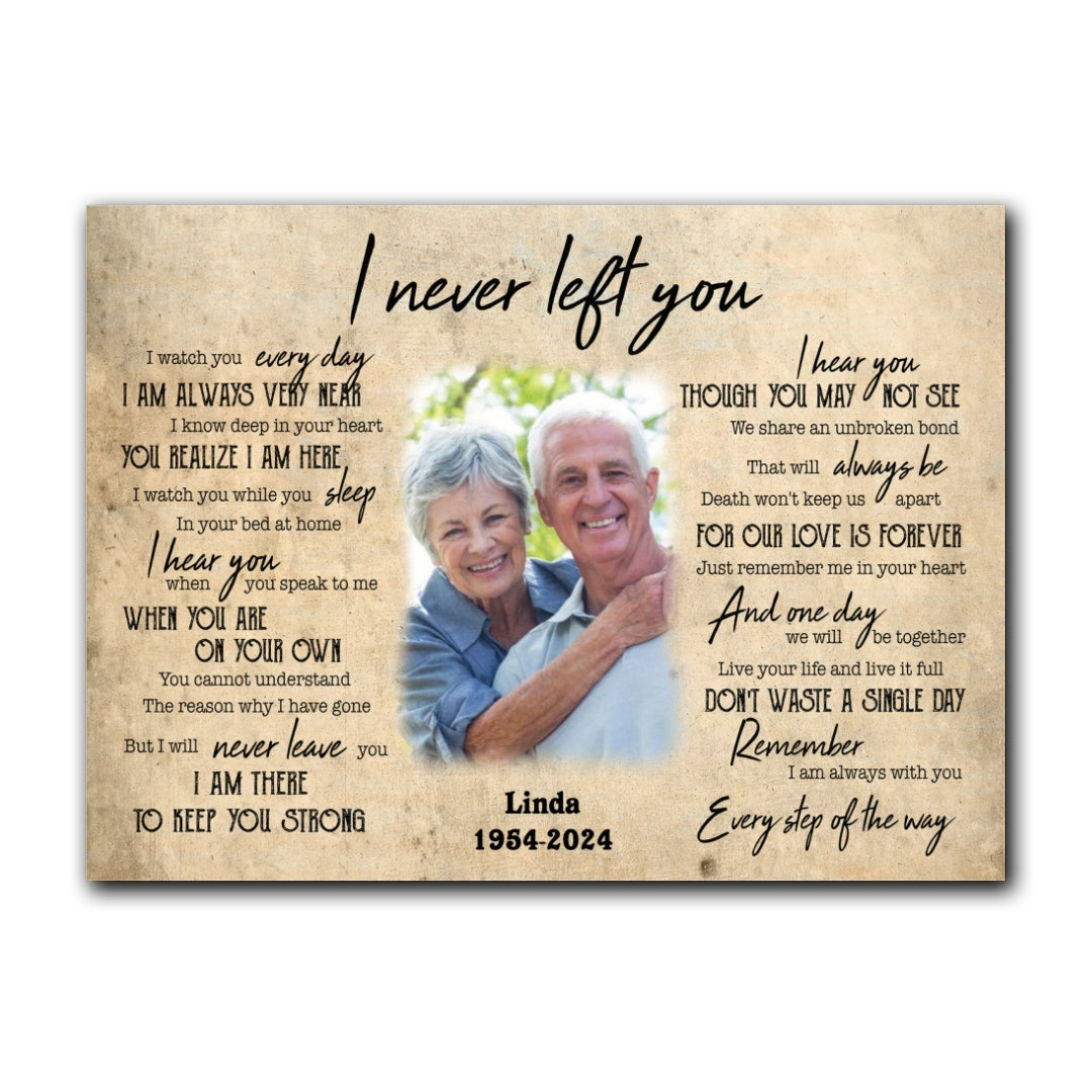 Never Left You Canvas Personalized Memorial Gift For Loss Of Dad Mom