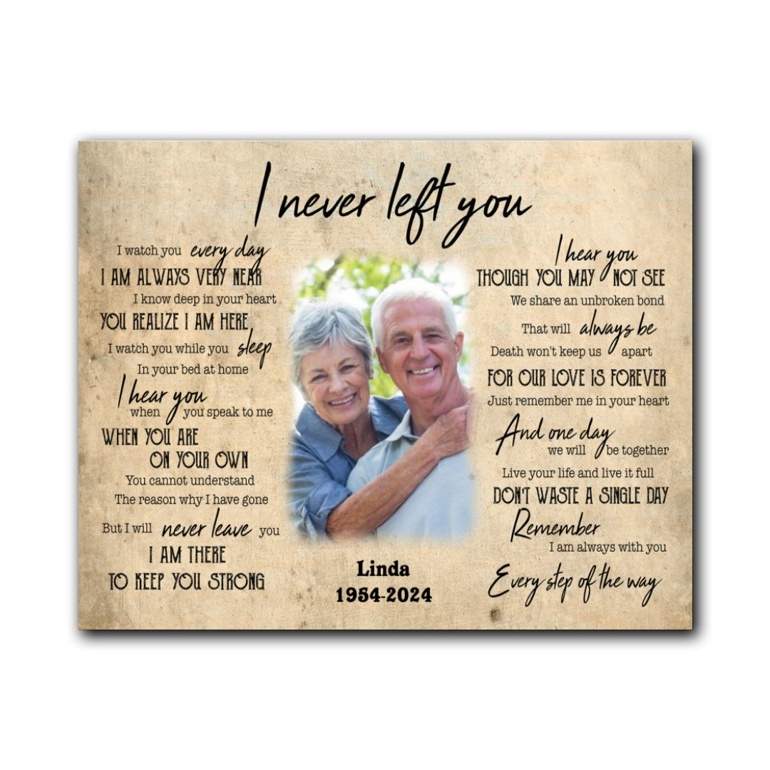 Never Left You Canvas Personalized Memorial Gift For Loss Of Dad Mom