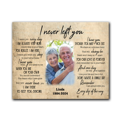 Never Left You Canvas Personalized Memorial Gift For Loss Of Dad Mom