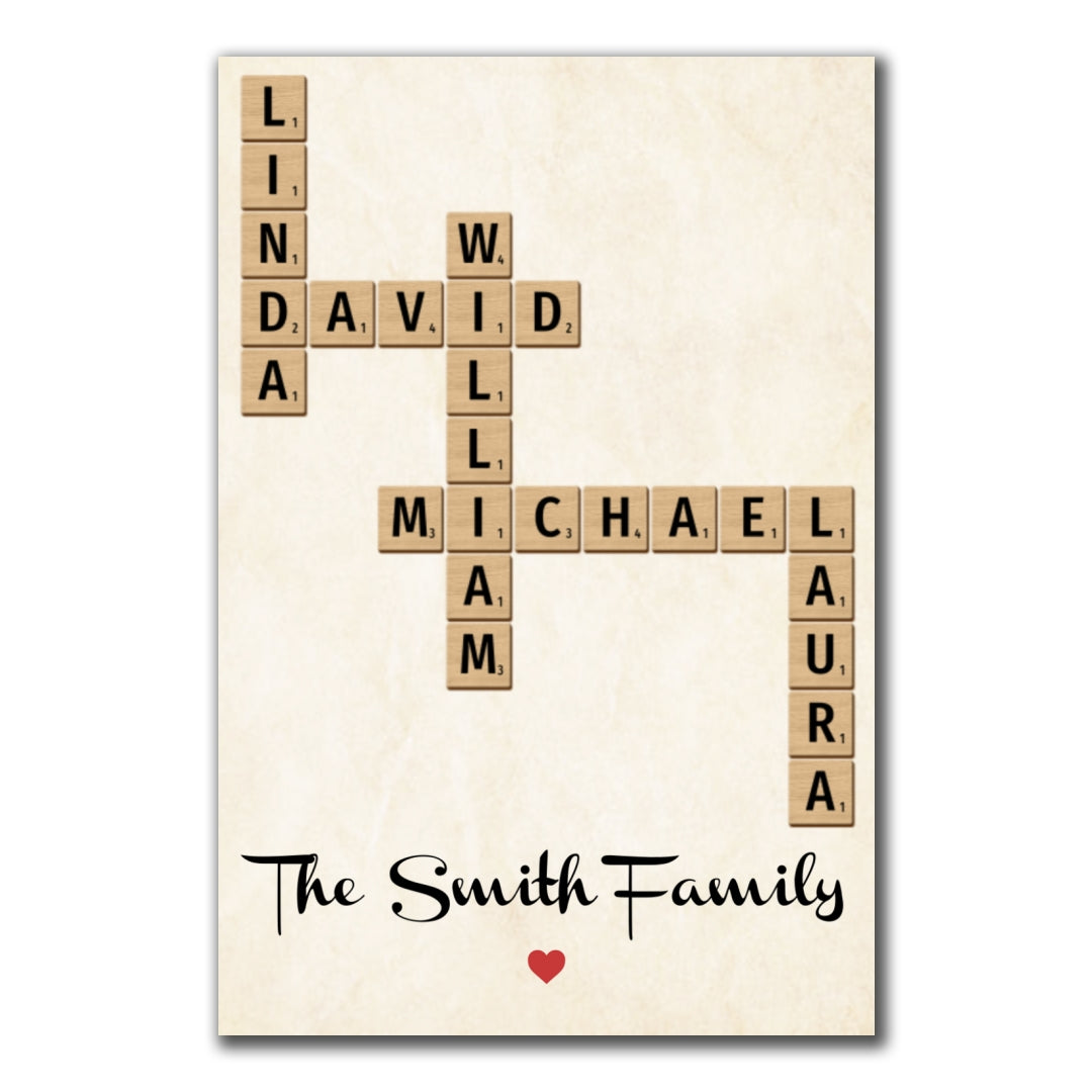 Family Name Crossword Puzzle Personalized Canvas For Family