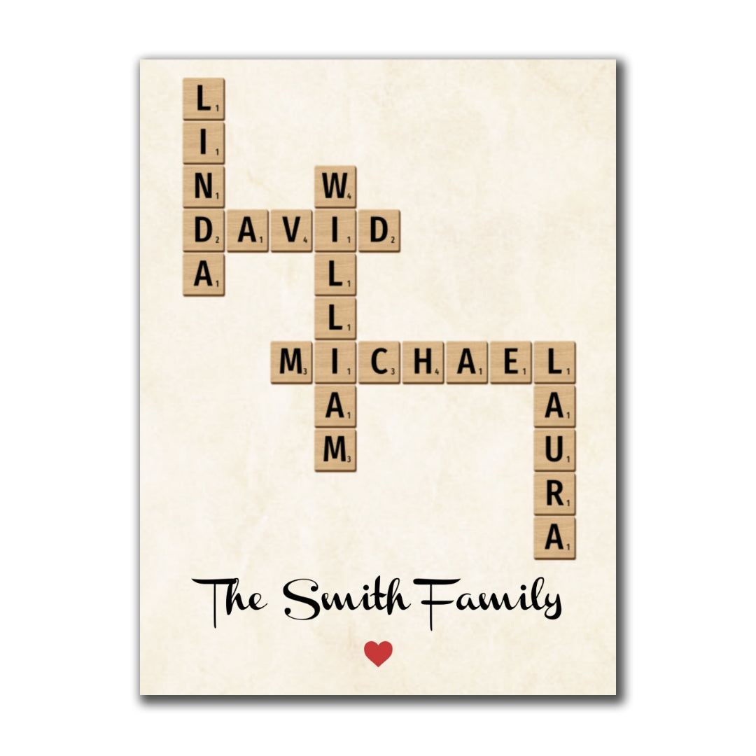 Family Name Crossword Puzzle Personalized Canvas For Family